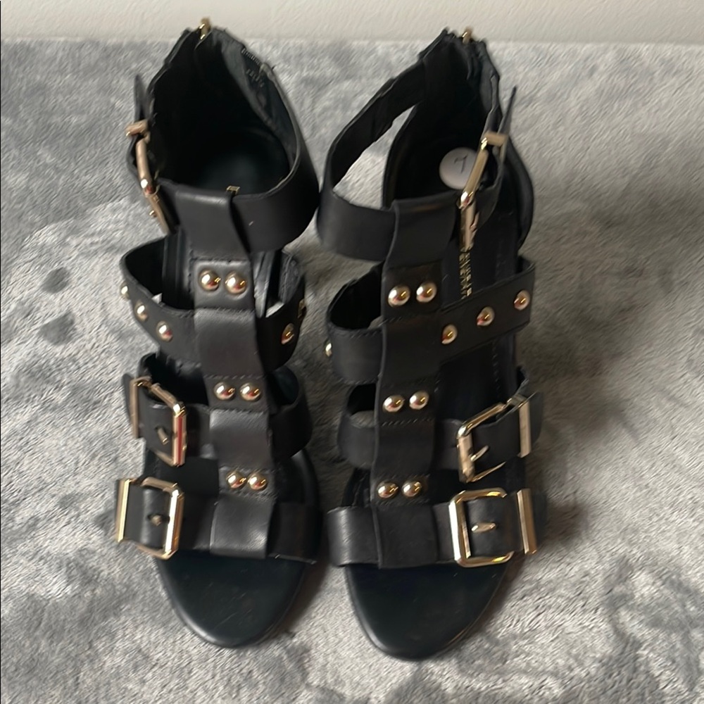 BCBGeneration Black Gladiator Sandals with Buckles